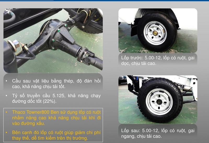 Hệ thống khung gầm xe tải thaco towner 800