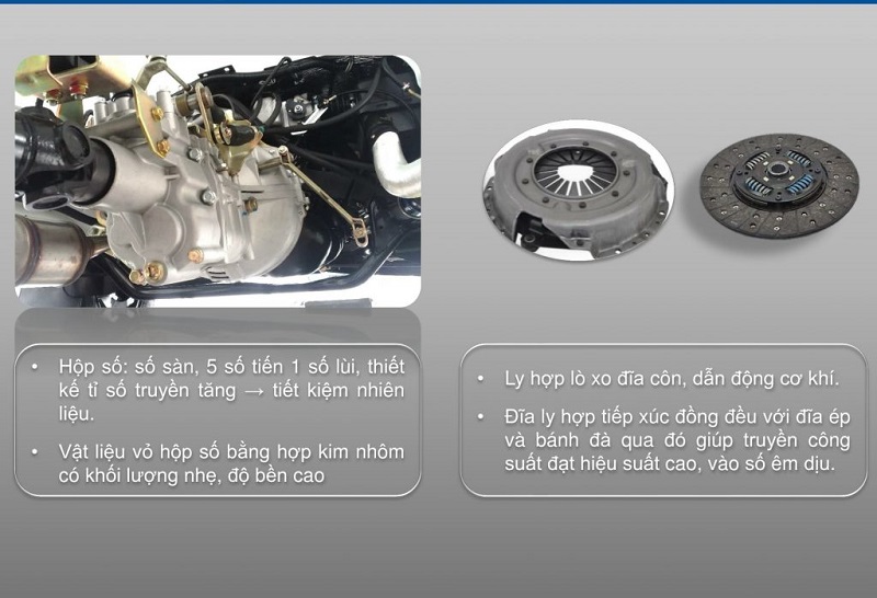 Đặc tính kĩ thuật xe tai thaco towner 800