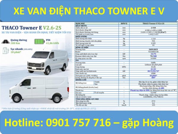 GIÁ VAN ĐIỆN THACO TOWNER E V2.6